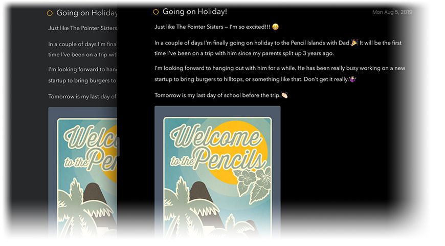 The black theme on an iOS device