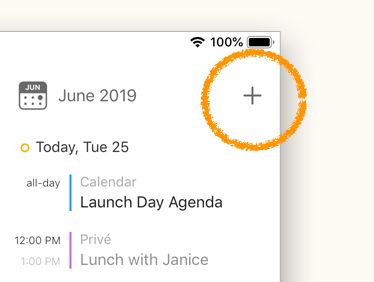 The plus button in the related panel on iPad