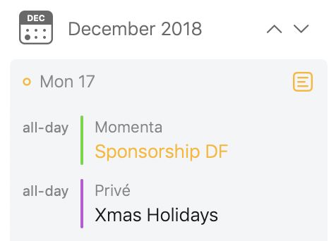 A highlighted day in the timeline matching the selected note