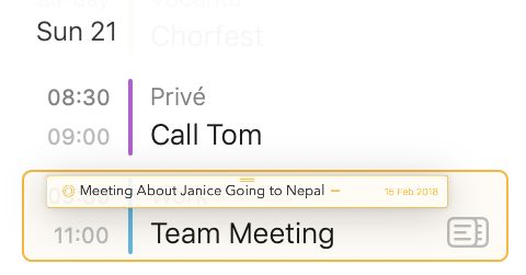 Dragging a note onto a calendar event