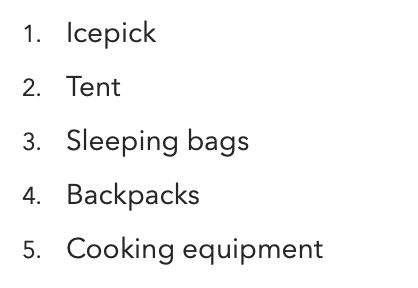 An example of a numbered list