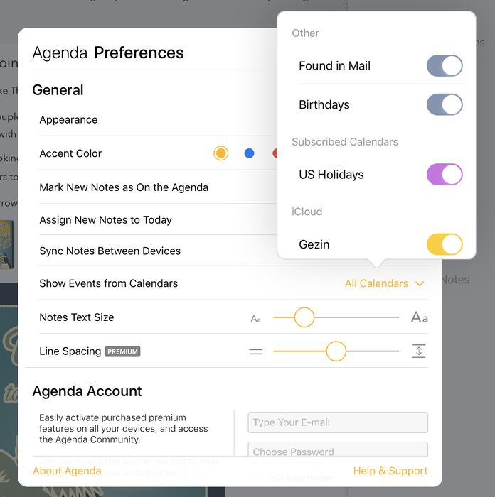 The reminder list selection settings
