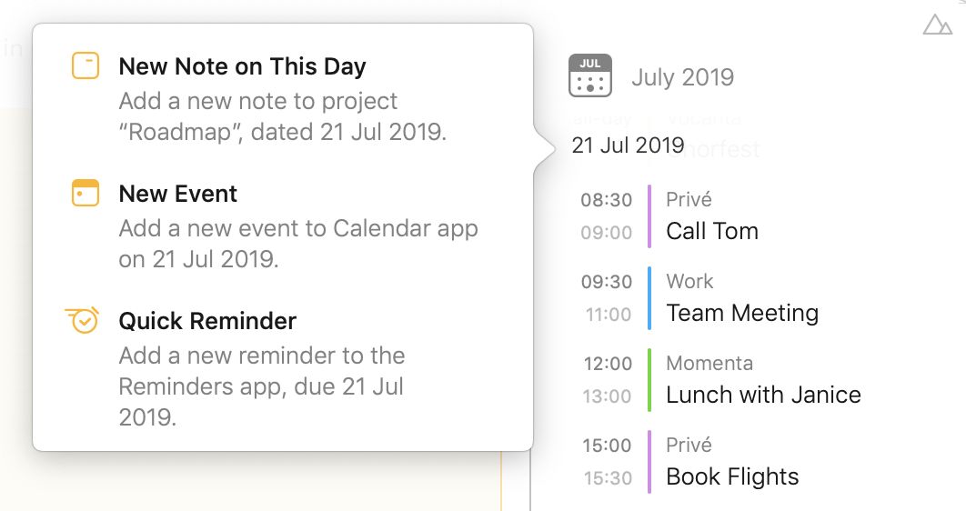 The day header in the calendar of the related panel on Mac