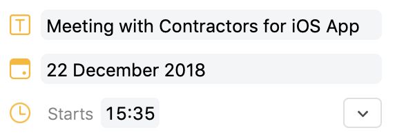 The date text field below the event title