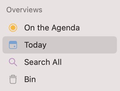 The Today overview in the sidebar