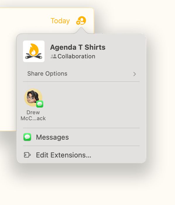 Seleccionar Share Note and Chat en el panel para compartir