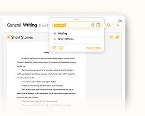 Search results including notes whose attachments match the search term